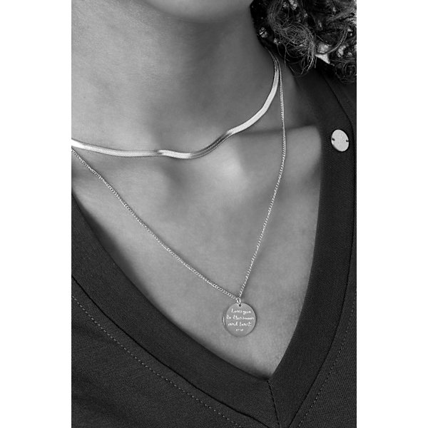 Silver Halsband/Choker i Stål - 2 st Kedjor: Ormlänk & Berlock Silver