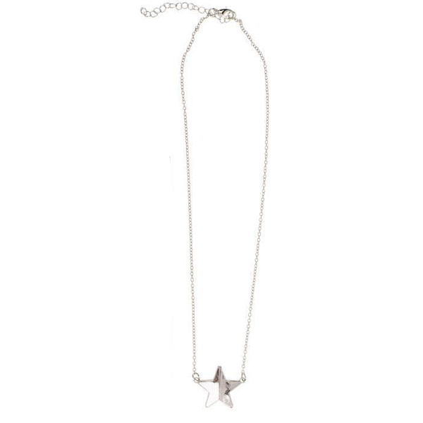 Silver Halsband med Magnetiskt Hänge i Form av en Blank Stjärna Silver