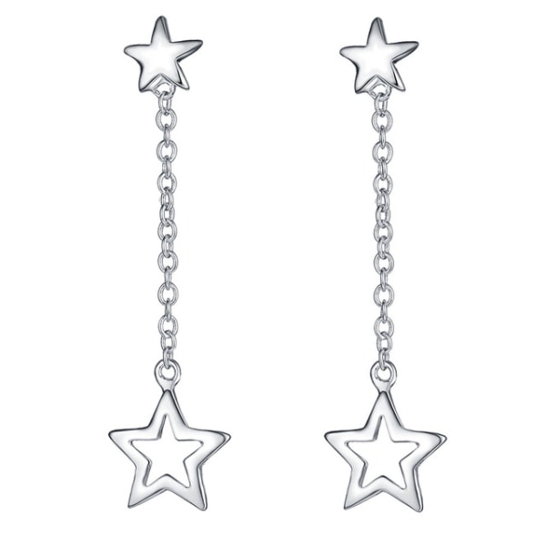 Långa Silver Örhängen med Hängande Stjärna / Star Silver