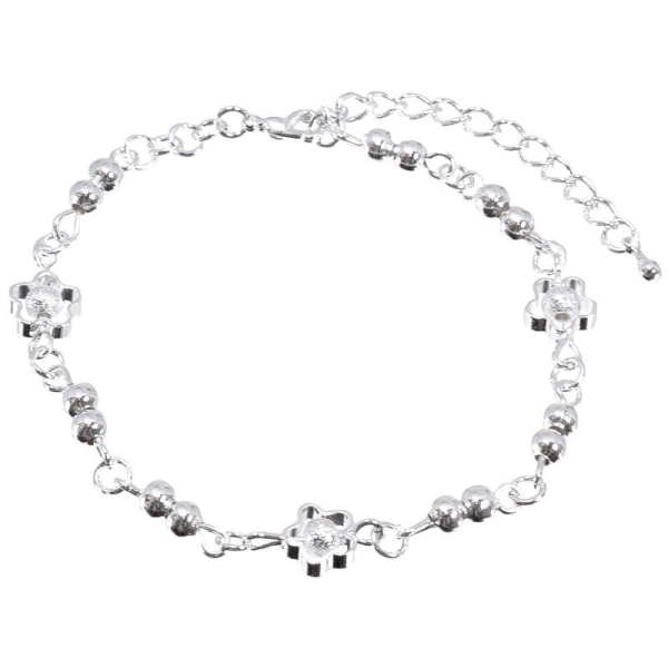 Sött Silver Armband - Kedja Dekorerad med Blommor & Kulor Silver