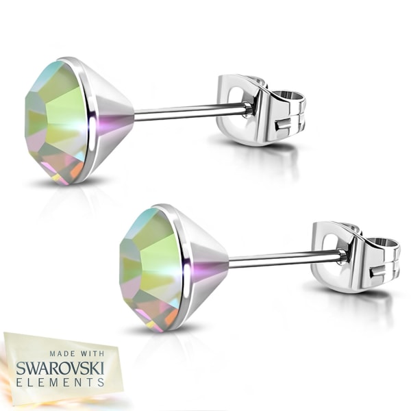 Stiftörhängen Stål 316L Rund Swarovski® Kristall 4 mm