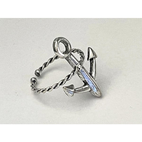 Retro Silver Ring med Ankare - Symbol för Hopp - Justerbar Silver one size