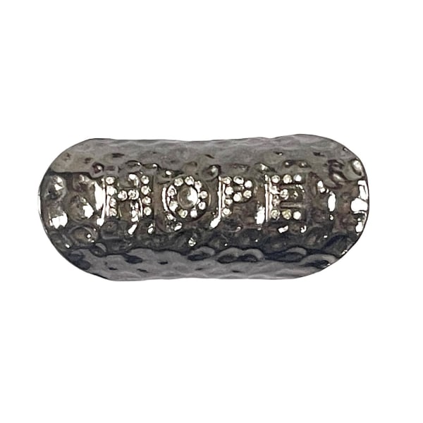 Oversize Oxiderat Silver Ring med Stenar & Text - HOPE - Stl 19 Svart