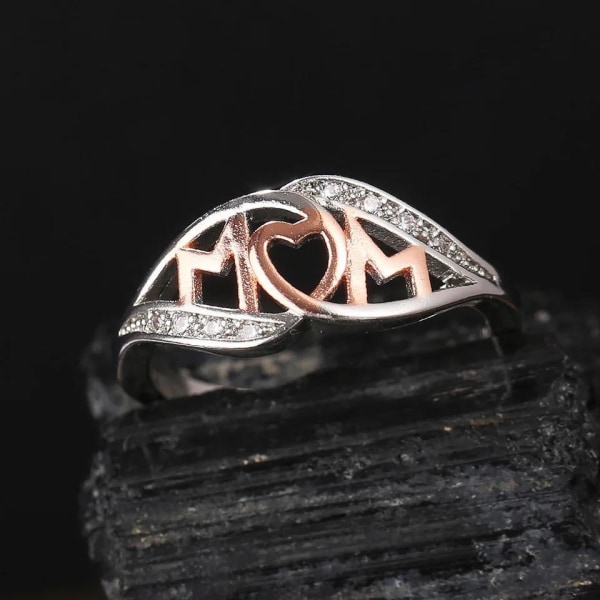 Silver Ring Till Mamma / Mors Dag med Hjärta - Mom - Stl 18,2 Silver