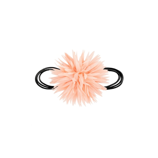 Trendigt Retro Statement Svart Choker / Halsband med en Stor Ljus Rosa / Laxrosa Blomma Rosa