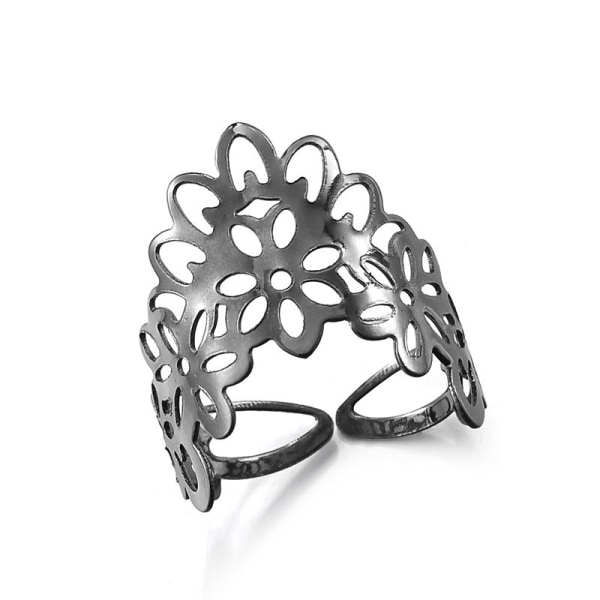 Ring Blomma / hålmönster Grå-Svart Färg