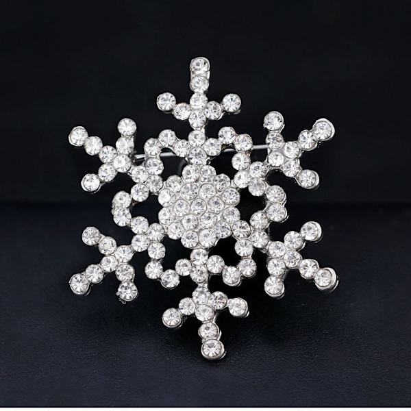Brosch till Jul i Silver Färg - Snöflinga med kristaller