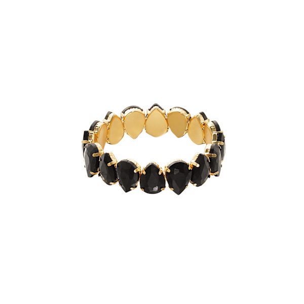 Statement Guldpläterat Armband med Stora Glaspärlor - Svart Guld