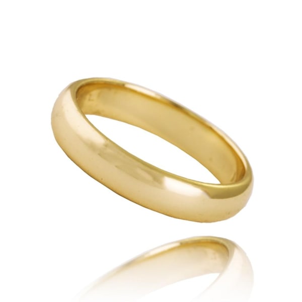 Slät Blank Rundad Guld Ring i Rostfritt Stål 4 mm - Stl 16 Guld