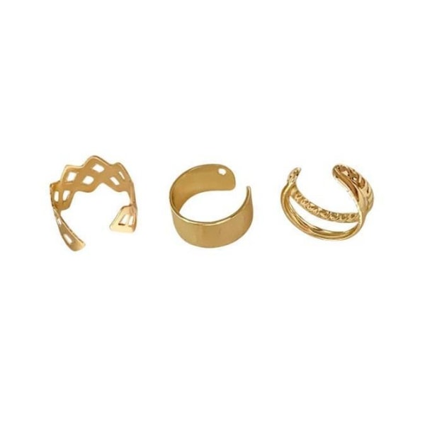 3 st Guld Örhängen - Ear Cuffs / Earcuffs i olika Modeller Guld