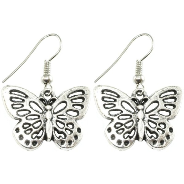 Coola Silver Örhängen med Fjärilar / Butterfly i Fint Mönster Silver