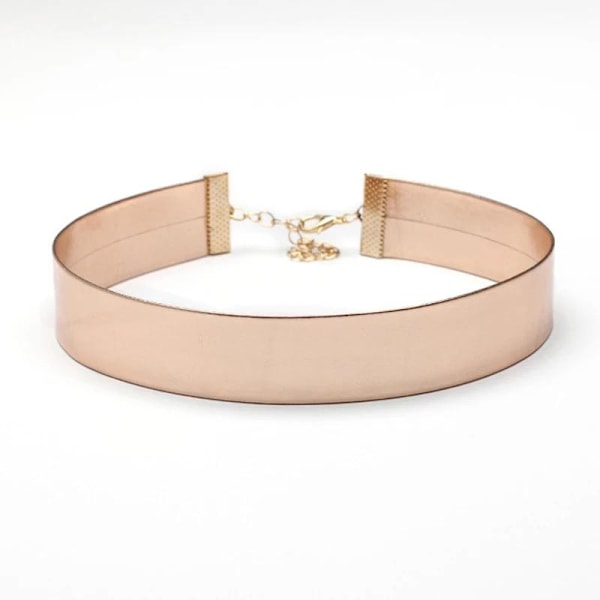 Blänkande Brett Metallic Rosé Guld Choker / Halsband Rosa guld