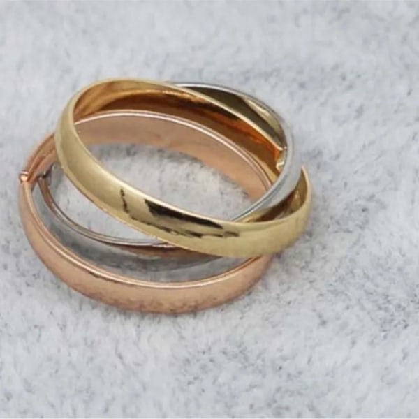 Blank Slät 3i1 Ring i 3 Färger: Rosé, Guld & Silver - Justerbar multifärg one size