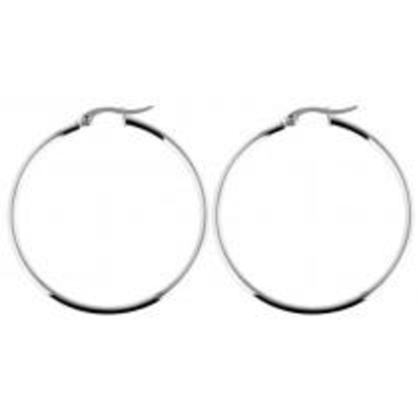 Klassiska Runda Hoop Silver Örhängen i Rostfritt Stål - 4,3 cm Silver