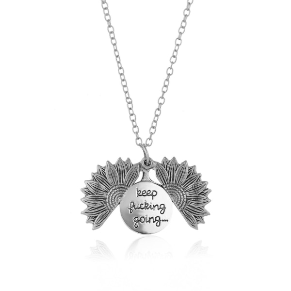 Halsband i Silver Färg - öppningsbar blomma med budskap/text