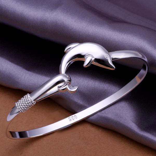 Stelt Silver Armband / Bangle med en Delfin / Dolphin Silver