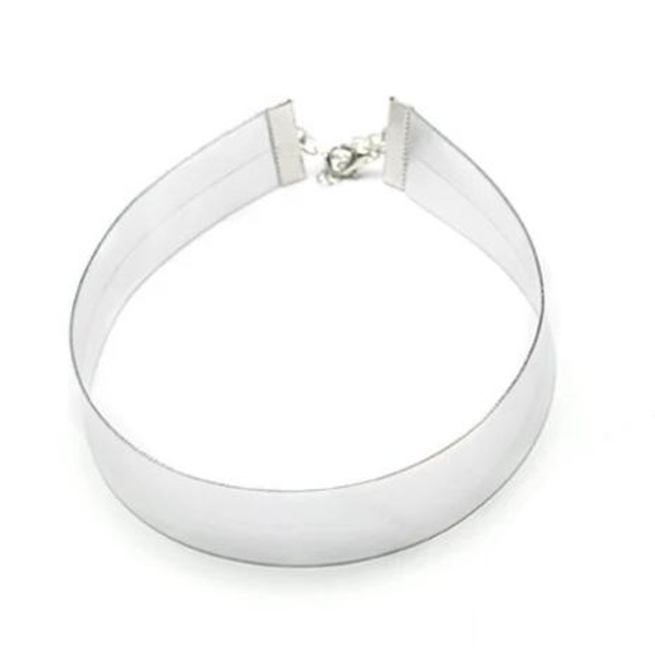 Blänkande Brett Metallic Silver Choker / Halsband Silver
