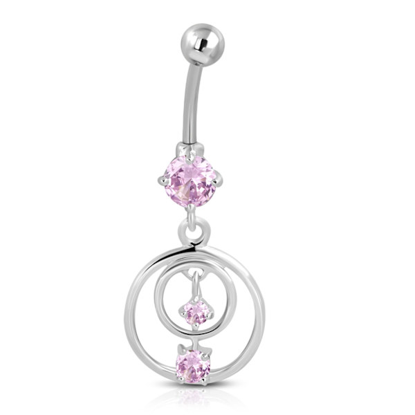 Navelpiercing 316L Kirurgiskt stål Ringar med rosa CZ