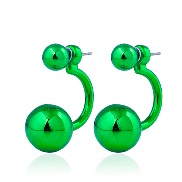 Örhängen - Blanka Dubbla Pärlor / Bollar - Dubbelpärlade - Grön Grön