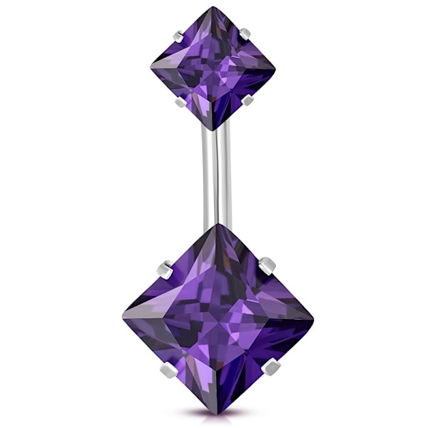 Navelpiercing Kirurgiskt stål Dubbel Lila Cubic Zirconia