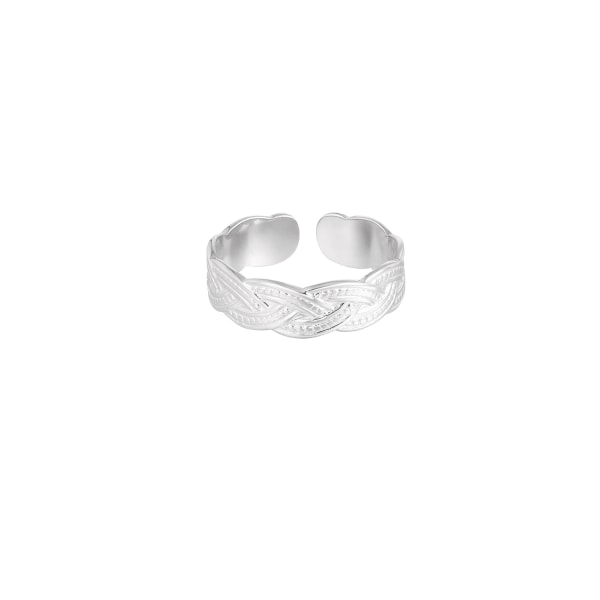 Ring i Rostfritt Stål med Flätad Design - Silver - Justerbar Silver