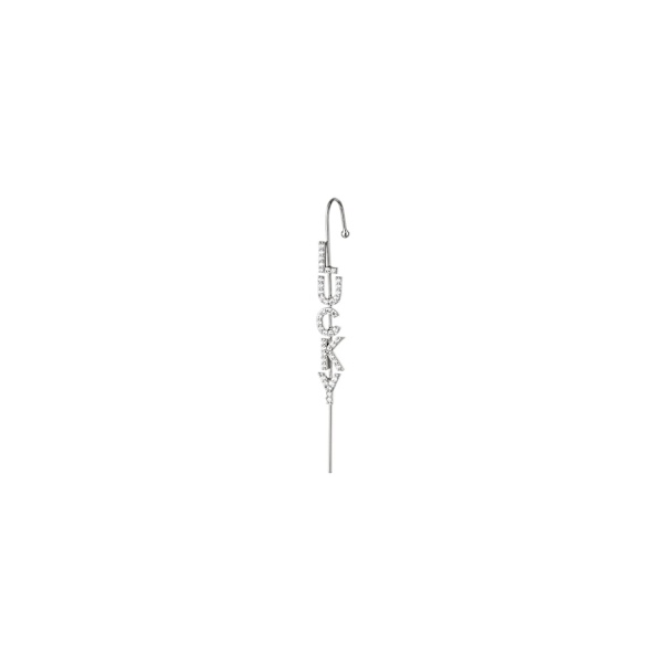 1 st Guldpläterat Örhänge / Ear Crawler med Zircon / Strass - Lucky - Silver Silver