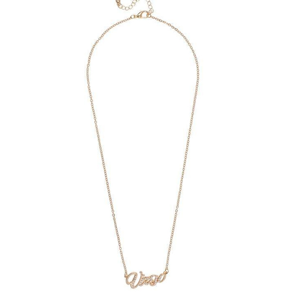 Guld Halsband med Rhinestones & Stjärntecken: Jungfrun = Virgo Guld