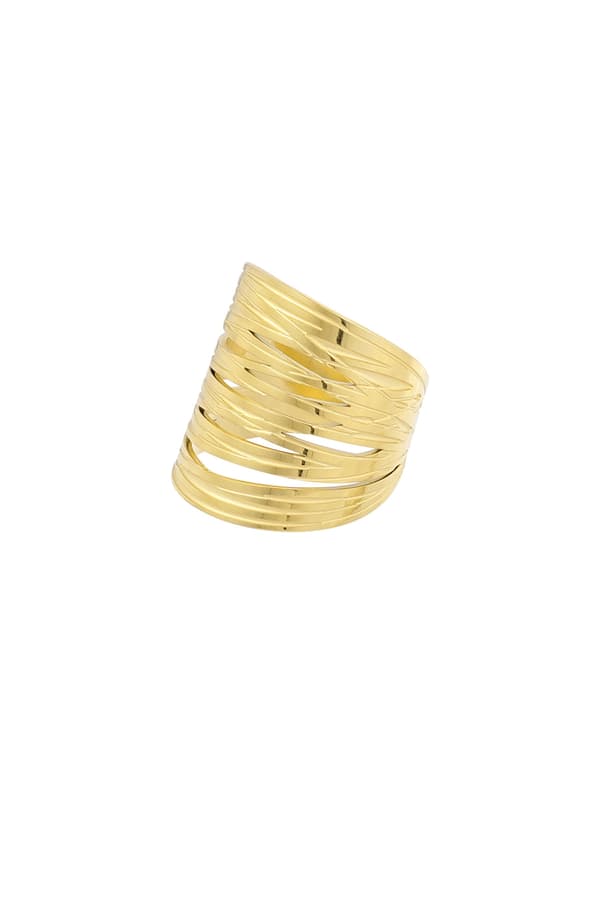Bred Blank Statement Ring i Rostfritt Stål - Guld - Justerbar Guld