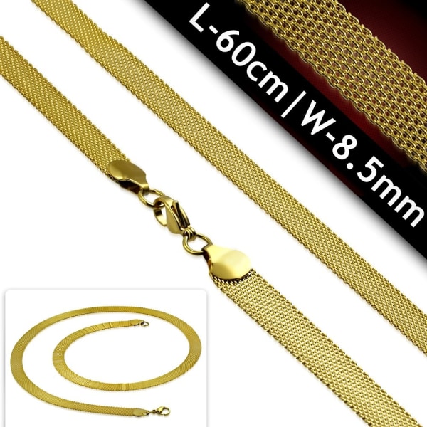 Halsband Stålkedja meshhalsband 316L Guld färg B 8,5 mm  L 60 cm