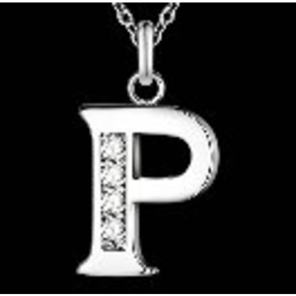 Silver Bokstavshalsband & CZ Kristall - Halsband med Bokstaven P Silver