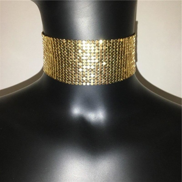 Blänkande Vintage Guld Halsband / Choker - 14-radigt Guld