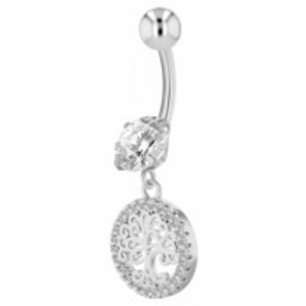 Navelpiercing Piercing i Stål i Silver Färg - Livets Träd Silver