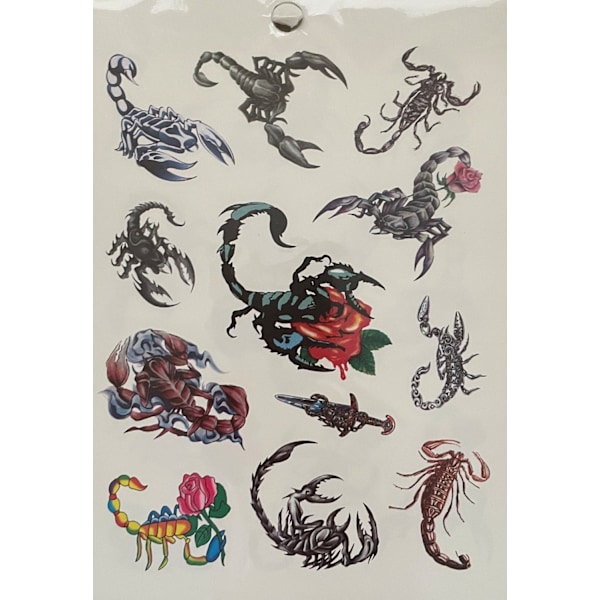 6 st Ark Temporära Tatueringar / Fake Tattoo Sticker - Döskalle / Skorpion multifärg