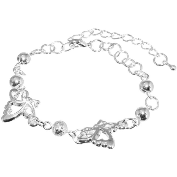 Sött Silver Armband - Kedja Dekorerad med Fjärilar & Kulor Silver