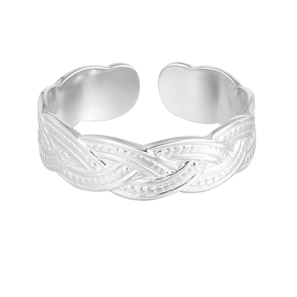 Ring i Rostfritt Stål med Flätad Design - Silver - Justerbar Silver