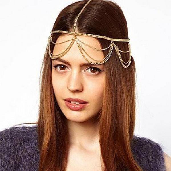 Retro Hårsmycke / Boho Bohemiskt Hår Smycke med Guld Kedjor Guld