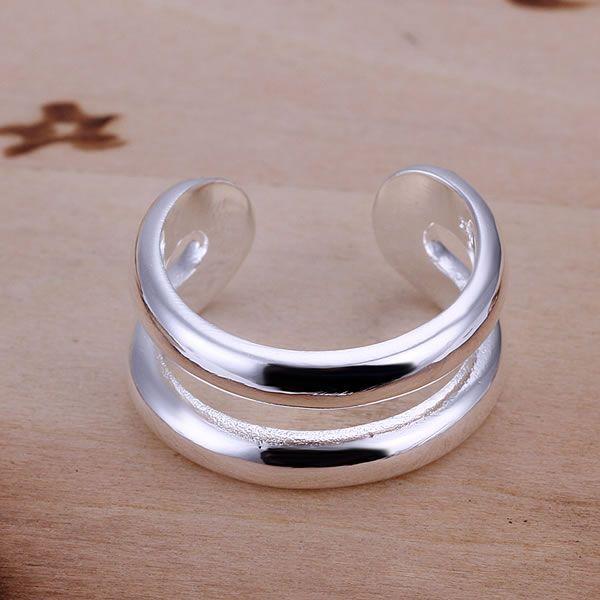 Slät Blank Dubbel Silver Ring - Vacker & Stilren - Justerbar Silver