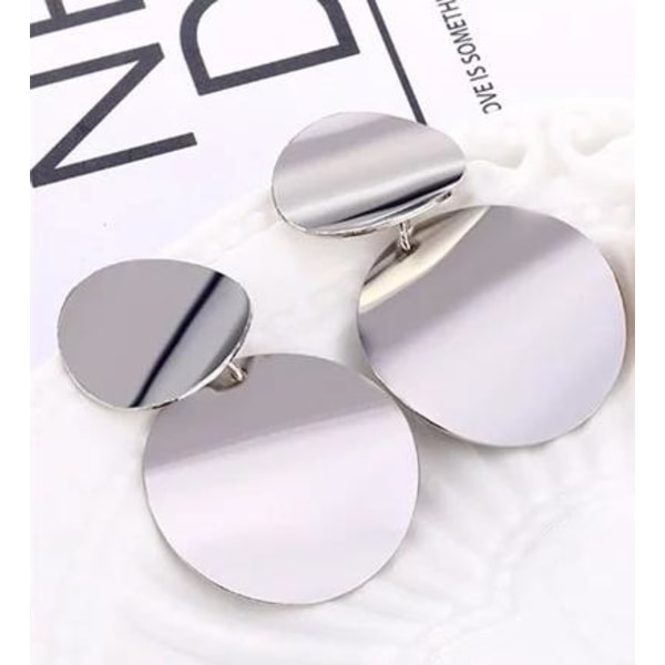 Unika Silver Örhängen - Stilrena Blanka Cirklar / Runda Plattor Silver