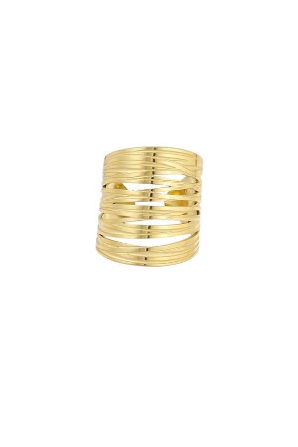 Bred Blank Statement Ring i Rostfritt Stål - Guld - Justerbar Guld