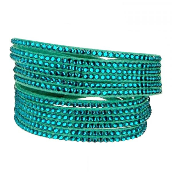 Wrap Läderarmband/Läder Armband med Strass / Rhinestones -Turkos Turkos