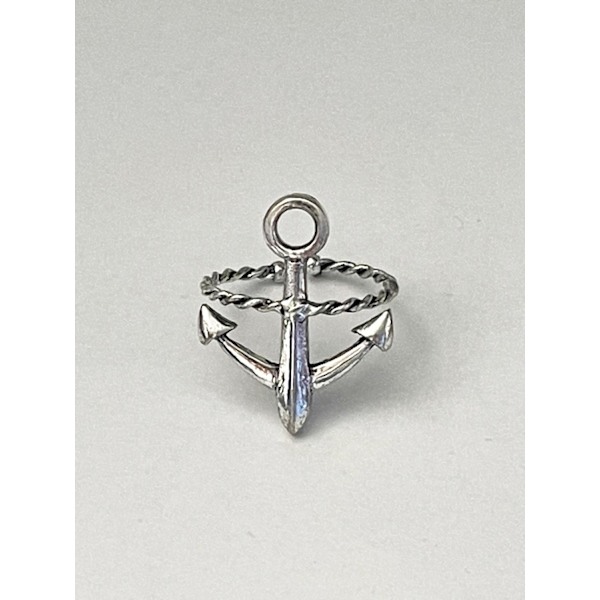 Retro Silver Ring med Ankare - Symbol för Hopp - Justerbar Silver one size