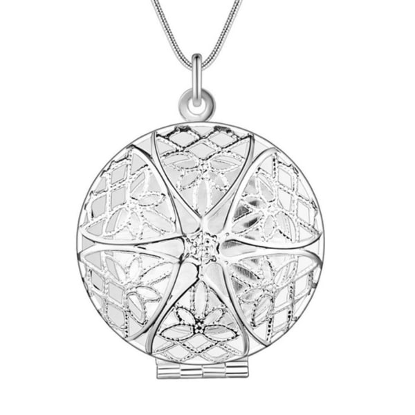 Silver Halsband med Öppningsbar Medaljong - Cirkel med Stjärna Silver