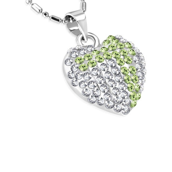 Halsband i Silver Färg - Hjärta med gröna & Vita Cubic Zirkonia