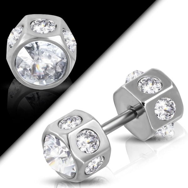1 st Stud Örhänge Silver Färg Stål316L Cubic Zircon