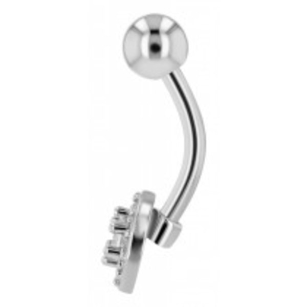 Navelpiercing Piercing i Stål i Silver Färg - Vita Kristaller Silver