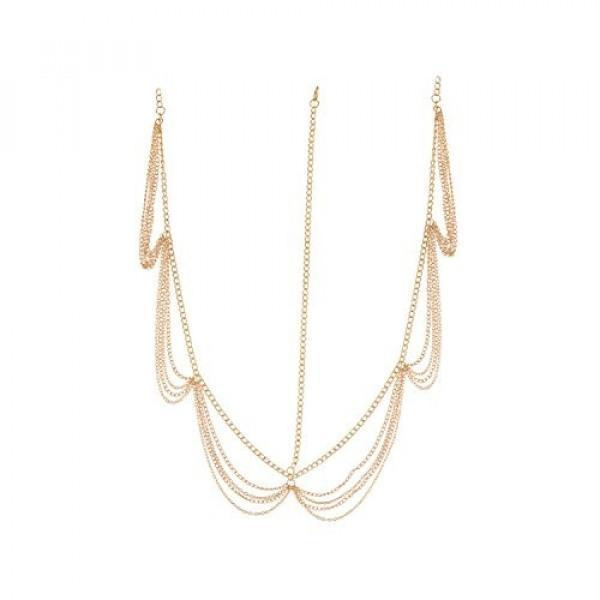 Retro Hårsmycke / Boho Bohemiskt Hår Smycke med Guld Kedjor Guld