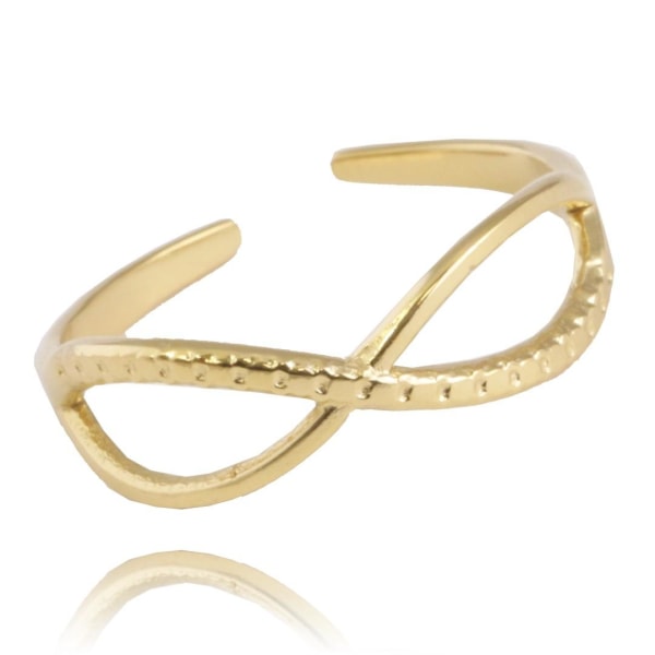 Guld Ring i Stål med Infinity Symbol - Guldpläterad - Justerbar Guld