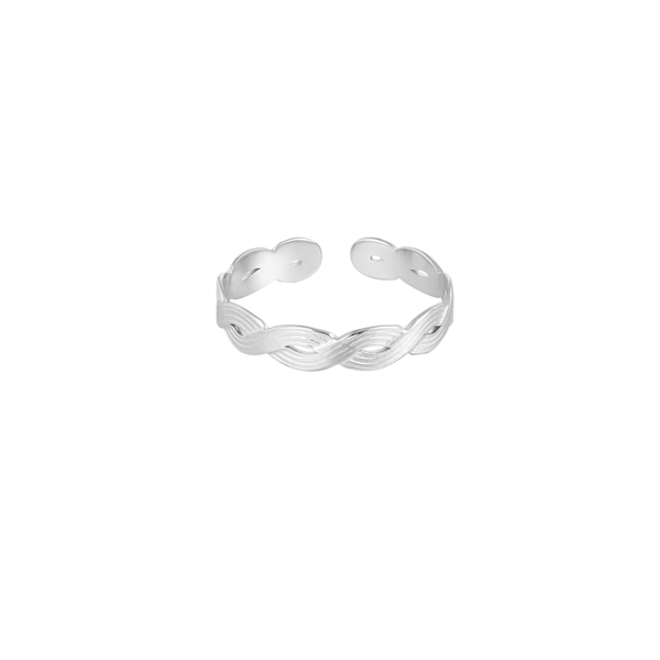 Ring i Rostfritt Stål med Flätad Design - Silver - Justerbar Silver
