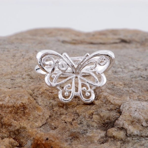 Köp Silver Ring - en Fjäril med Fint Mönster / Butterfly - Stl 18,2 Silver  | Fyndiq