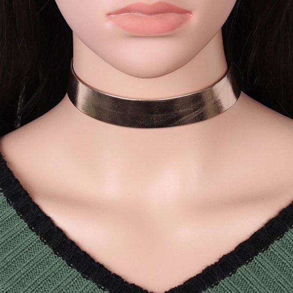 Blänkande Brett Metallic Rosé Guld Choker / Halsband Rosa guld